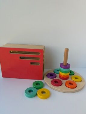 Lovevery Wooden Ring Flexible Stacker and Count & Slide Chute - Babbler Realist